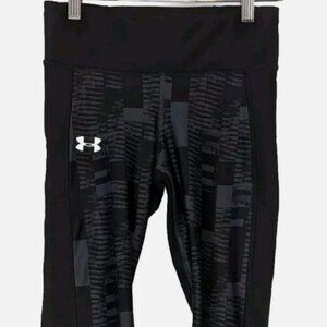 Under Armour Heatgear Black & Gray Compression Capri Leggings Womens Small S.